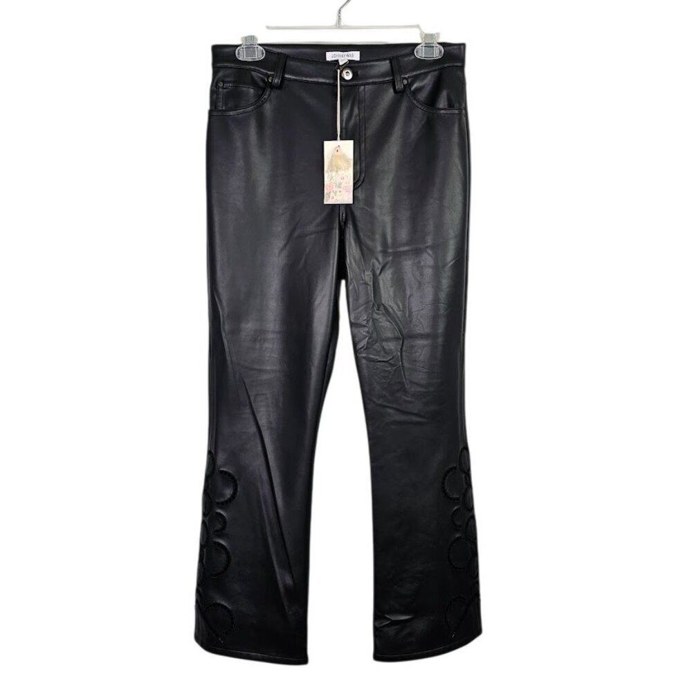 NWT JOHNNY WAS The Cropped Baby Boot Vegan Leather Pants size 27 BLACK Marisol